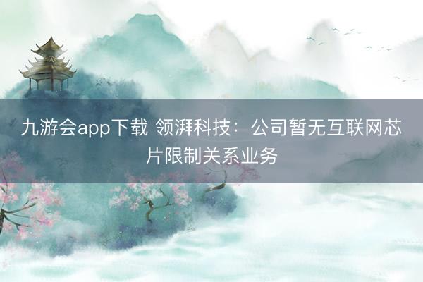 九游会app下载 领湃科技：公司暂无互联网芯片限制关系业务