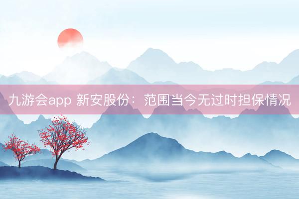 九游会app 新安股份：范围当今无过时担保情况
