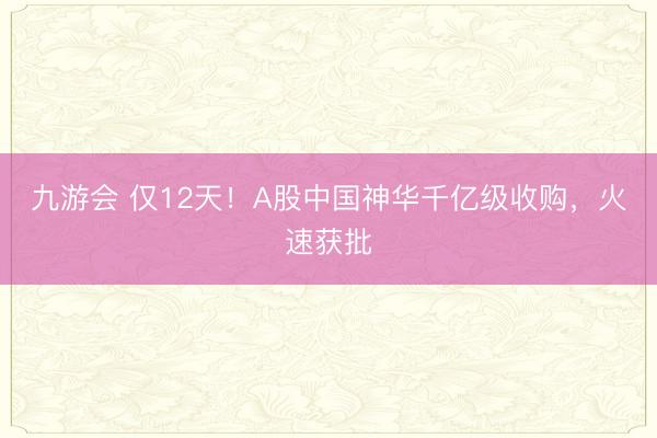 九游会 仅12天！A股中国神华千亿级收购，火速获批