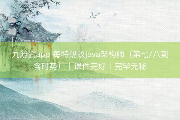 九游会app 每特蚂蚁java架构师(第七/八期含时势)|课件完好|完毕无秘