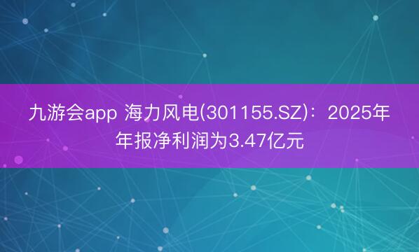 九游会app 海力风电(301155.SZ)：2025年年报净利润为3.47亿元
