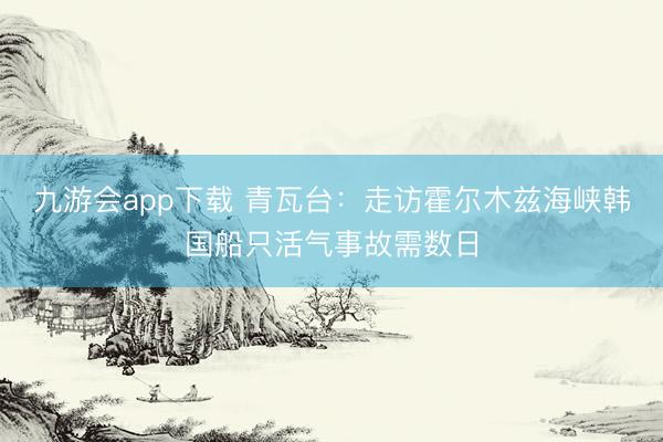 九游会app下载 青瓦台：走访霍尔木兹海峡韩国船只活气事故需数日