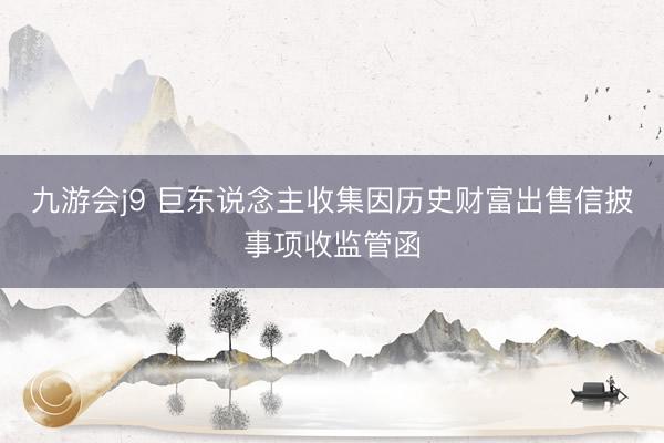 九游会j9 巨东说念主收集因历史财富出售信披事项收监管函
